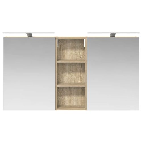 Комплект шкафове за баня с рафт 3 pcs 130 x 14,5 x 70 см