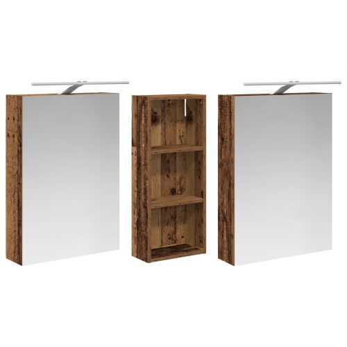 Комплект шкафове за баня с рафт 3 pcs 130 x 14,5 x 70 см