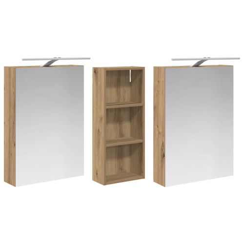 Комплект шкафове за баня с рафт 3 pcs 130 x 14,5 x 70 см