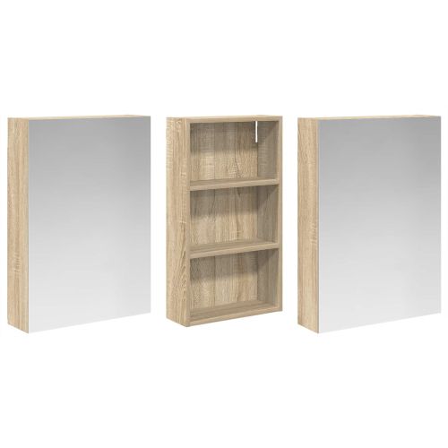 Комплект шкафове за баня с рафт 3 pcs 140 x 14,5 x 70 см