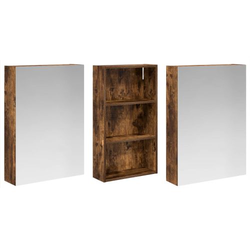 Комплект шкафове за баня с рафт 3 pcs 140 x 14,5 x 70 см