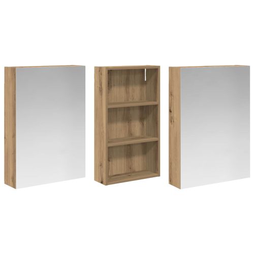 Комплект шкафове за баня с рафт 3 pcs 140 x 14,5 x 70 см