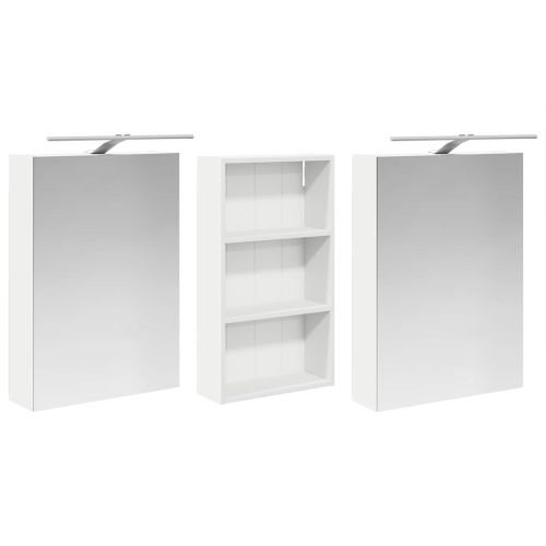 Комплект шкафове за баня с рафт 3 pcs 140 x 14,5 x 70 см