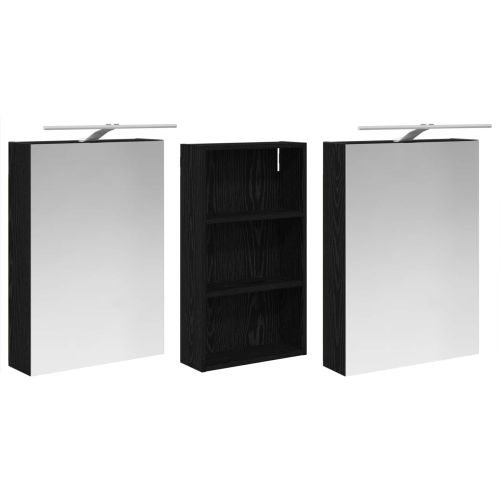 Комплект шкафове за баня с рафт 3 pcs 140 x 14,5 x 70 см