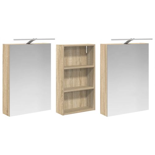 Комплект шкафове за баня с рафт 3 pcs 140 x 14,5 x 70 см