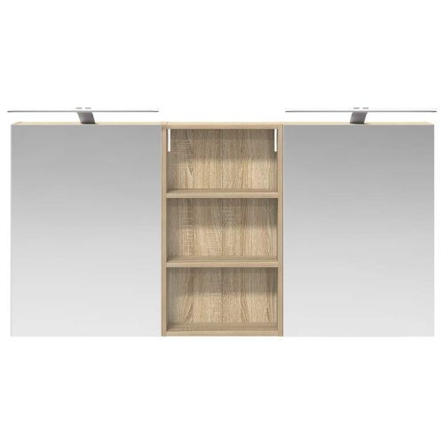 Комплект шкафове за баня с рафт 3 pcs 140 x 14,5 x 70 см