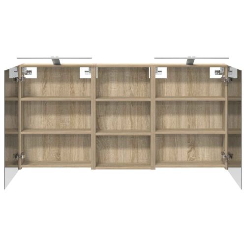 Комплект шкафове за баня с рафт 3 pcs 140 x 14,5 x 70 см