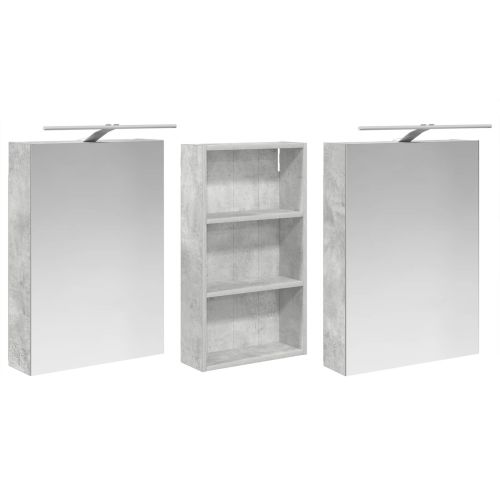 Комплект шкафове за баня с рафт 3 pcs 140 x 14,5 x 70 см