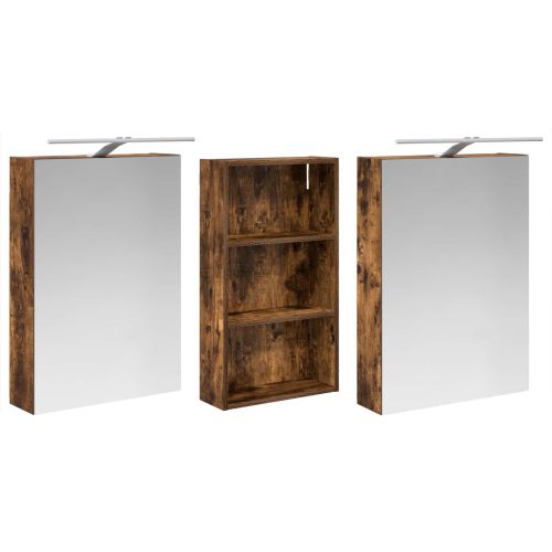 Комплект шкафове за баня с рафт 3 pcs 140 x 14,5 x 70 см