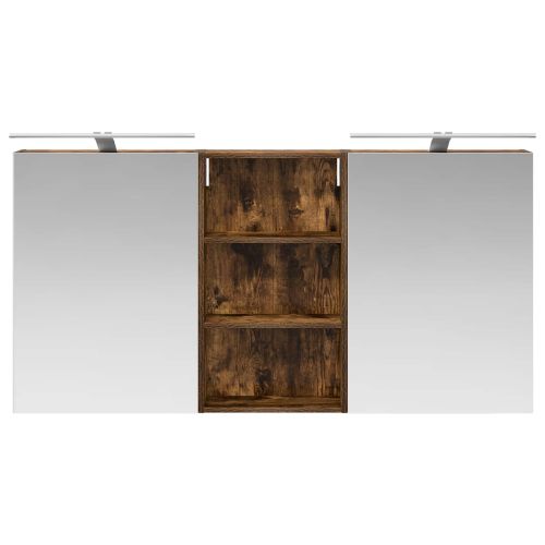 Комплект шкафове за баня с рафт 3 pcs 140 x 14,5 x 70 см