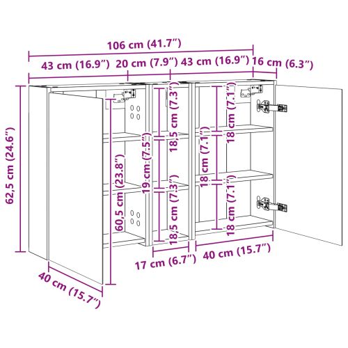 Комплект шкафове за баня 3 pcs 106 x 16 x 62,5 см
