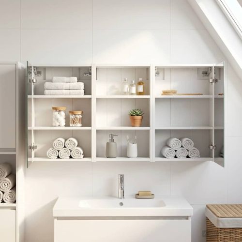 Комплект шкафове за баня с рафт 3 pcs 126 x 16 x 62.5 см