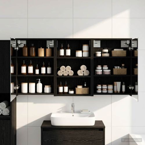 Комплект шкафове за баня с рафт 3 pcs 126 x 16 x 62.5 см