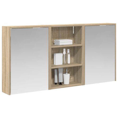 Комплект шкафове за баня с рафт 3 pcs 126 x 16 x 62.5 см