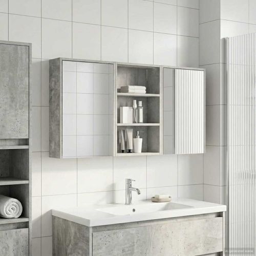 Комплект шкафове за баня с рафт 3 pcs 126 x 16 x 62.5 см