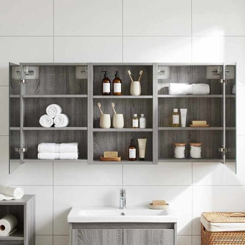 Комплект шкафове за баня с рафт 3 pcs 126 x 16 x 62.5 см