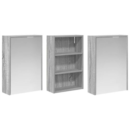 Комплект шкафове за баня с рафт 3 pcs 126 x 16 x 62.5 см