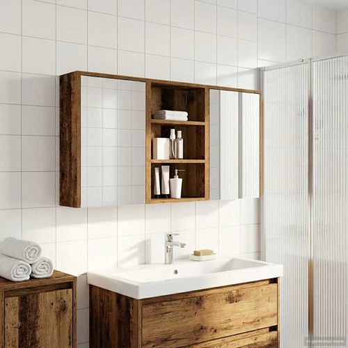 Комплект шкафове за баня с рафт 3 pcs 126 x 16 x 62.5 см