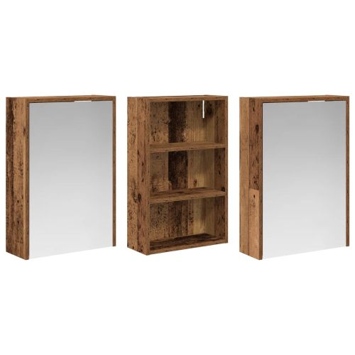 Комплект шкафове за баня с рафт 3 pcs 126 x 16 x 62.5 см