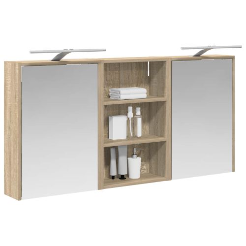 Комплект шкафове за баня с рафт 3 pcs 126 x 16 x 62.5 см