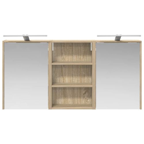 Комплект шкафове за баня с рафт 3 pcs 126 x 16 x 62.5 см