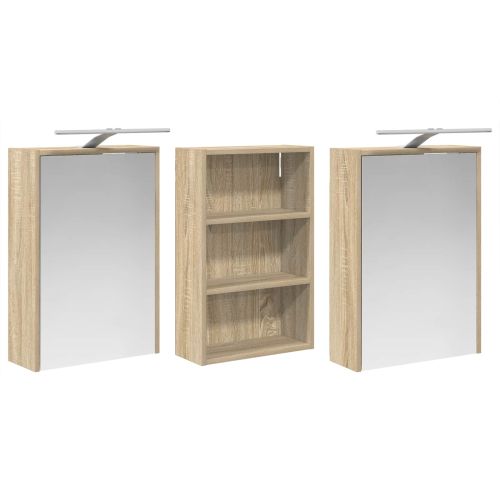 Комплект шкафове за баня с рафт 3 pcs 126 x 16 x 62.5 см