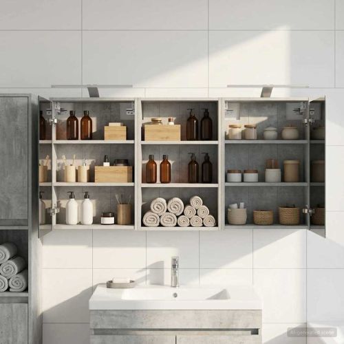 Комплект шкафове за баня с рафт 3 pcs 126 x 16 x 62.5 см