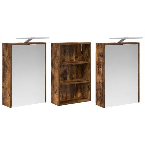 Комплект шкафове за баня с рафт 3 pcs 126 x 16 x 62.5 см