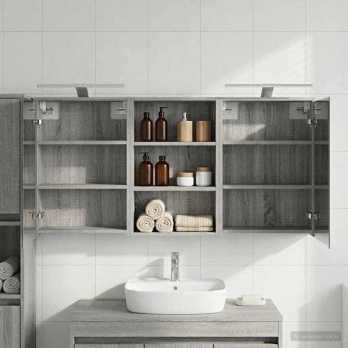 Комплект шкафове за баня с рафт 3 pcs 126 x 16 x 62.5 см