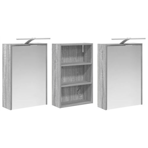 Комплект шкафове за баня с рафт 3 pcs 126 x 16 x 62.5 см