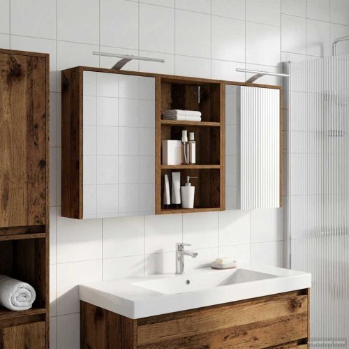 Комплект шкафове за баня с рафт 3 pcs 126 x 16 x 62.5 см