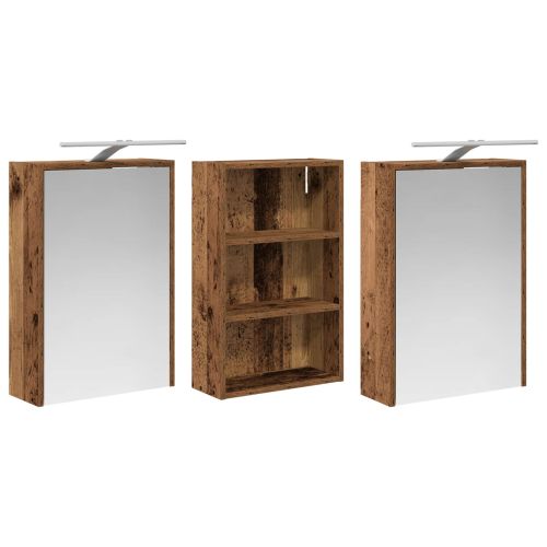 Комплект шкафове за баня с рафт 3 pcs 126 x 16 x 62.5 см