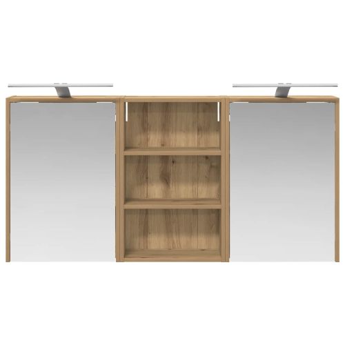 Комплект шкафове за баня с рафт 3 pcs 126 x 16 x 62.5 см