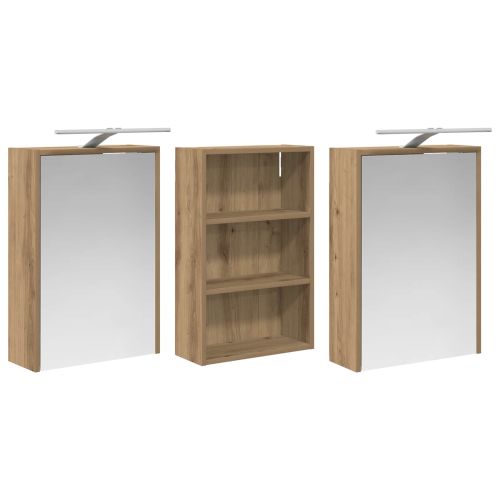 Комплект шкафове за баня с рафт 3 pcs 126 x 16 x 62.5 см