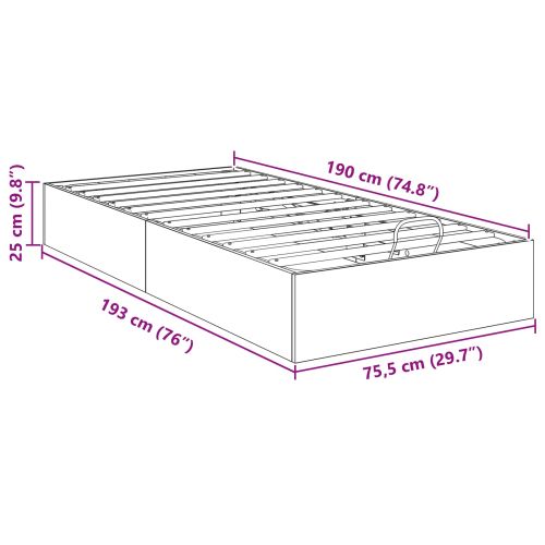 Отоманско легло със съхранение Сиво Сонома 193 x 75,5 x 25 см