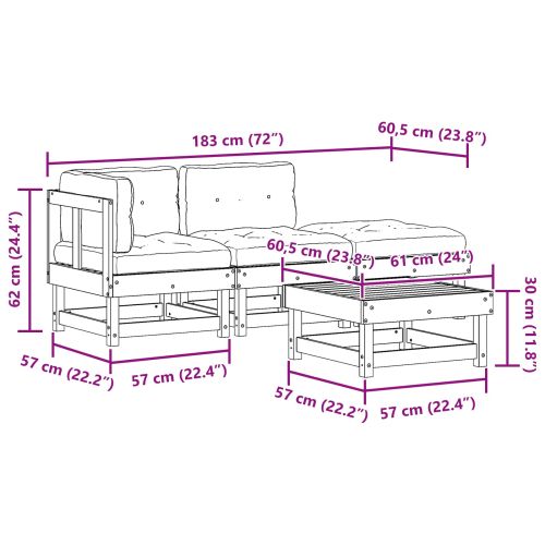 Комплект за почивка в градина 4 pcs Восъчнокафяво
