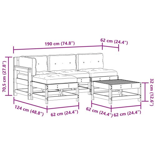 Комплект за почивка в градина 5 pcs Восъчнокафяво
