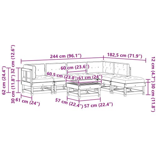 Комплект за почивка в градина 7 pcs Восъчнокафяво