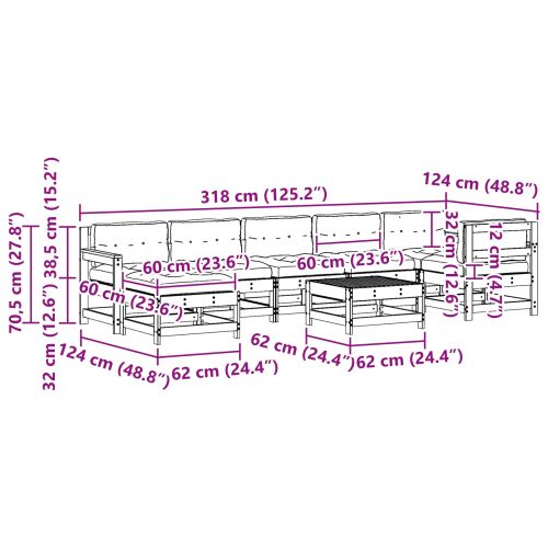 Комплект за почивка в градина 8 pcs Восъчнокафяво