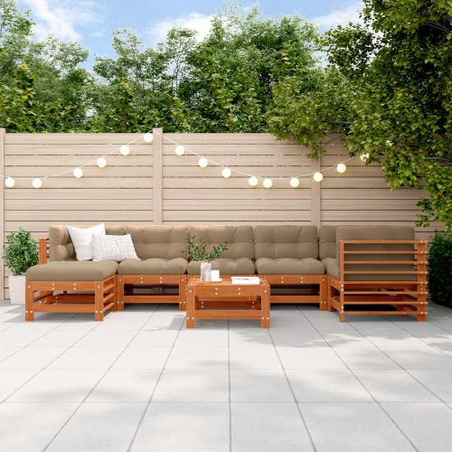 Комплект за почивка в градина 8 pcs Восъчен Кафяв