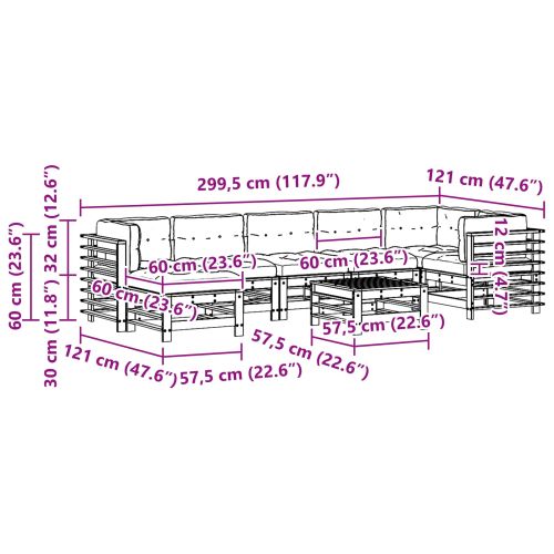 Комплект за почивка в градина 8 pcs Восъчен Кафяв