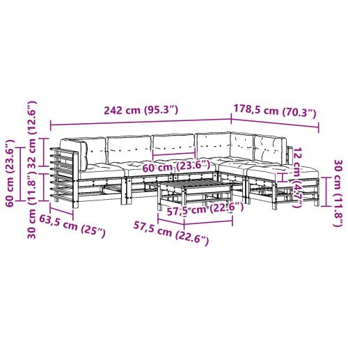 Комплект за почивка в градина 7 pcs Восъчнокафяво