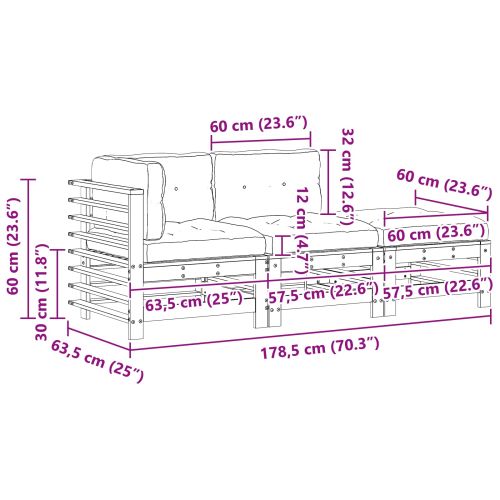 Комплект за почивка в градина 3 pcs Восъчнокафяво