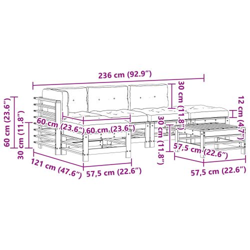 Комплект за почивка в градина 6 pcs Восъчнокафяво