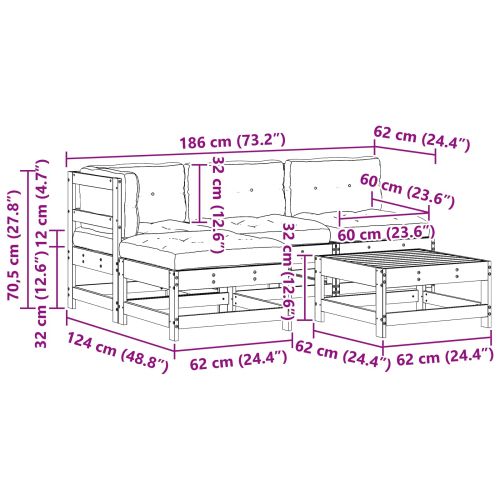 Комплект за почивка в градина 5 pcs Восъчнокафяво