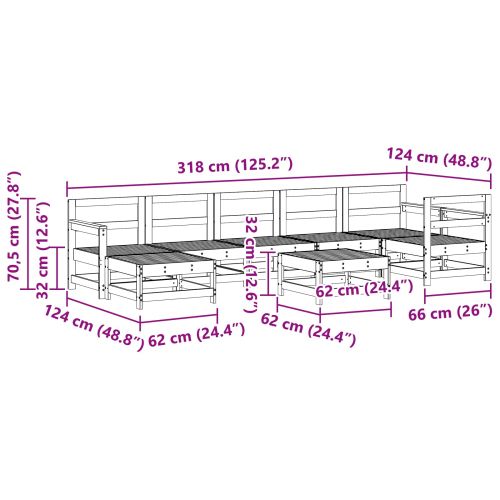 Комплект за почивка в градина 8 pcs Восъчен Кафяв
