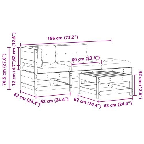 Комплект за почивка в градина 4 pcs Восъчнокафяво
