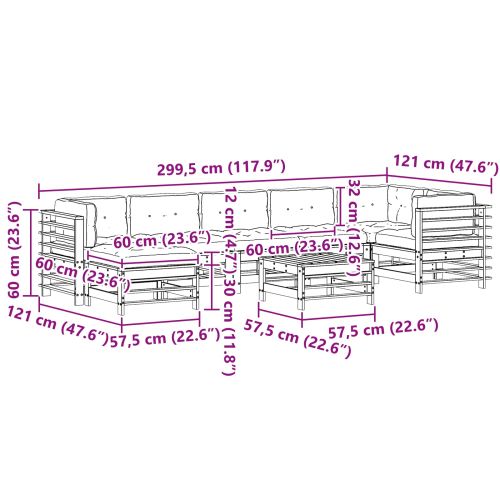 Комплект за почивка в градина 8 pcs Восъчнокафяво