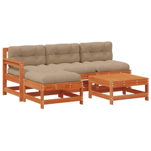 Комплект за почивка в градина 5 pcs Восъчно кафяво бор