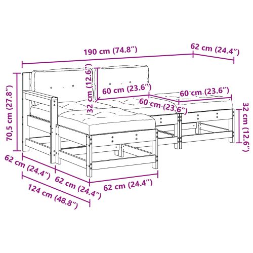 Комплект за почивка в градина 4 pcs Восъчнокафяво